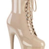Pleaser USA Adore-1020 7inch Pleaser Boots - Patent Beige