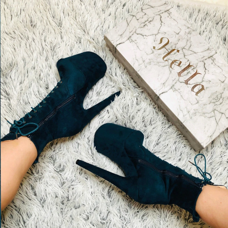 Hella Heels BabyDoll 8inch Boots - Teal - Image 4