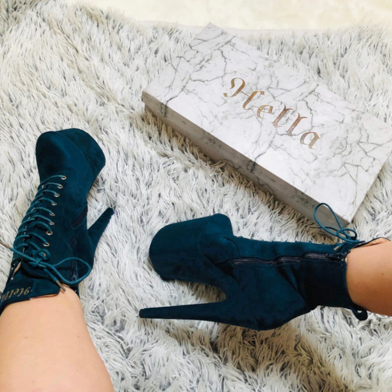 Hella Heels BabyDoll 8inch Boots - Teal - Image 5