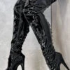 Hella Heels LipKit Thicc Thigh High Back Lace 7inch Boots - Black Beatle