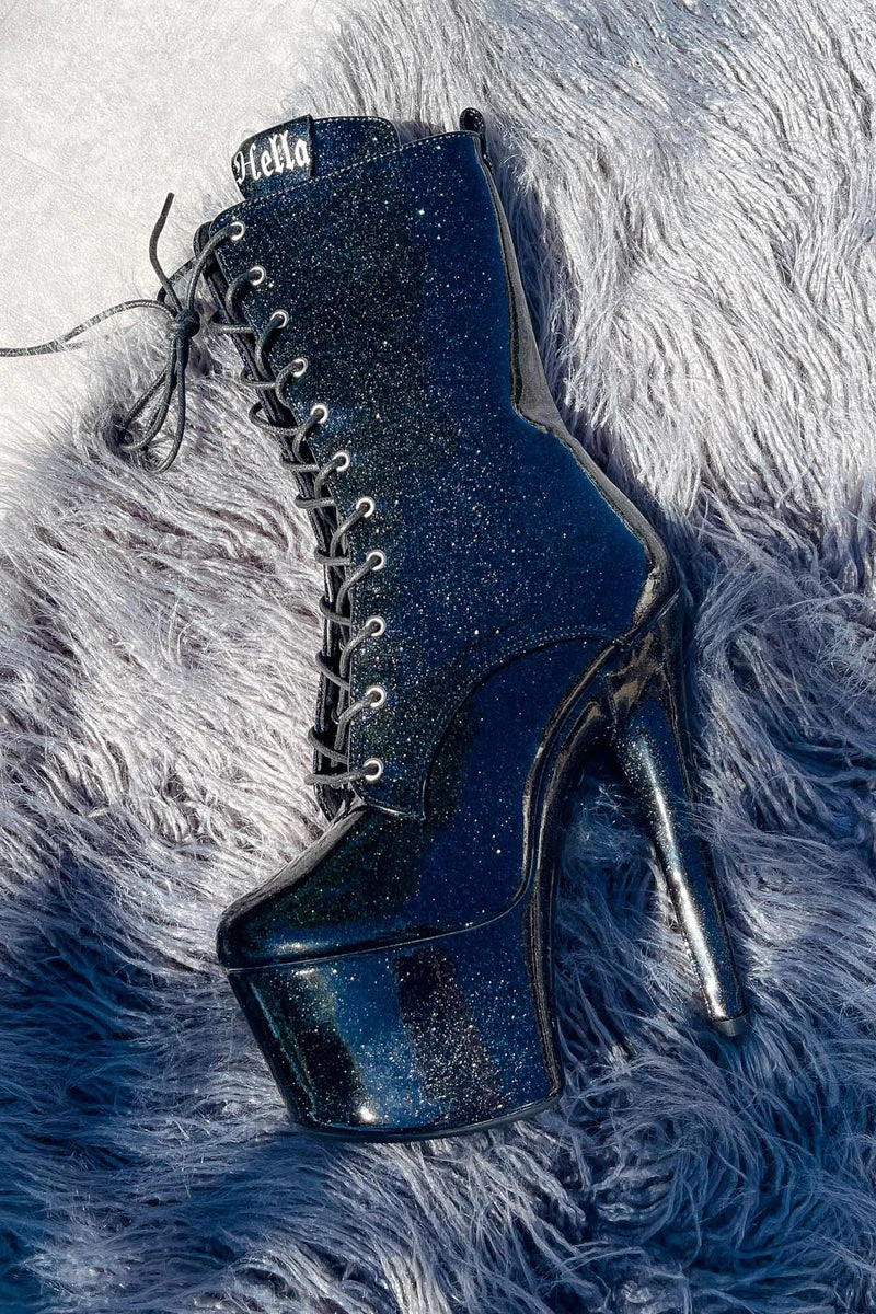 Hella Heels The Glitterati 7inch Boots - Sin City - Image 5