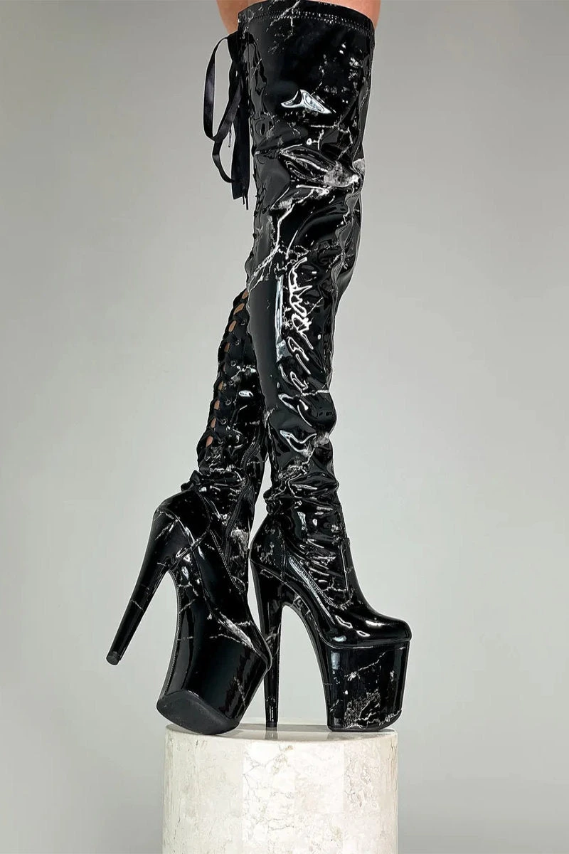 Hella Heels Renaissance Slim Thigh High 8inch Boots - Confession - Image 2