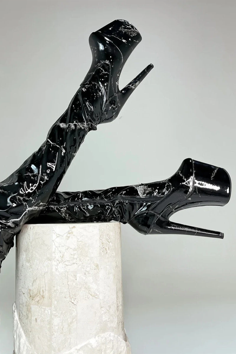 Hella Heels Renaissance Slim Thigh High 8inch Boots - Confession - Image 3