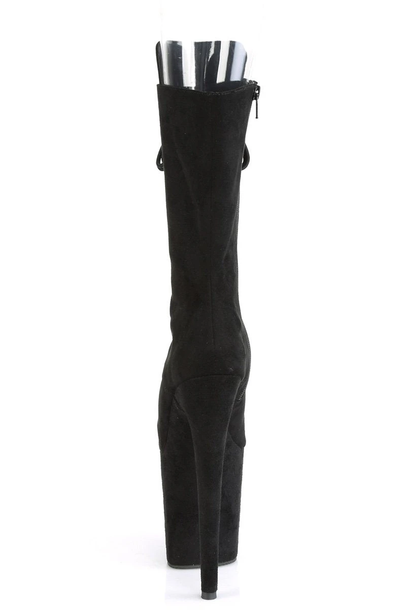Pleaser USA Flamingo-1051FS Faux Suede 8inch Peep Toe Pleaser Boots - Black - Image 4