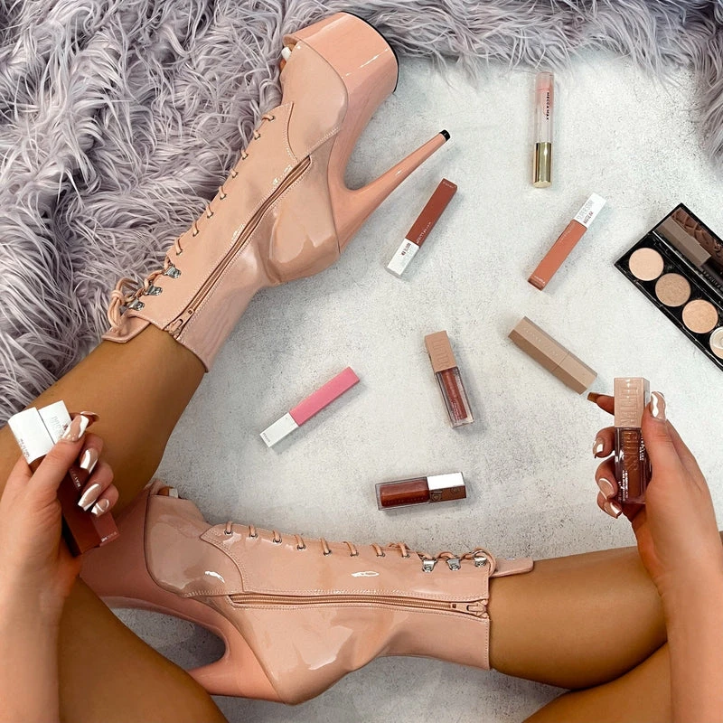 Hella Heels LipKit Open Toe 7inch Boots - Dream On - Image 5