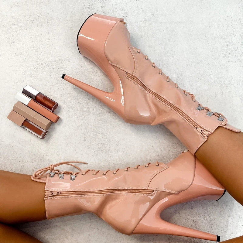 Hella Heels LipKit Open Toe 7inch Boots - Dream On - Image 4