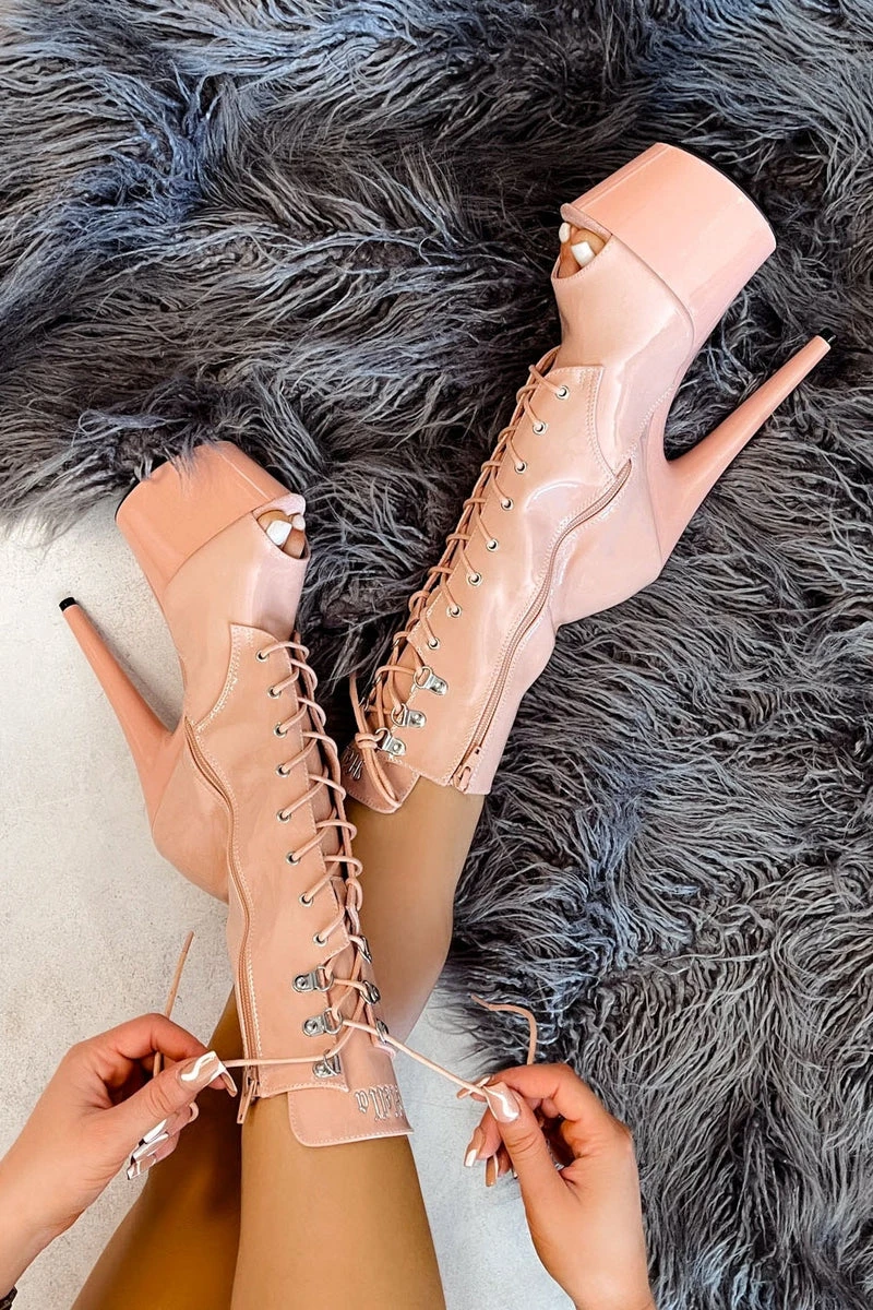 Hella Heels LipKit Open Toe 7inch Boots - Dream On - Image 2