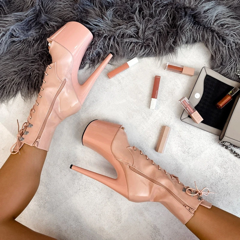 Hella Heels LipKit Open Toe 8inch Boots - Dream On - Image 4