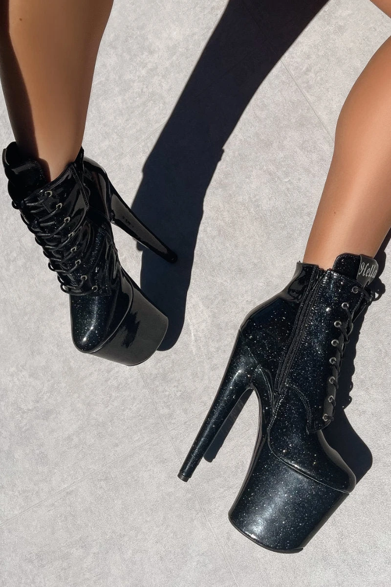 Hella Heels The Glitterati 8inch Ankle Boots - Sin City - Image 4