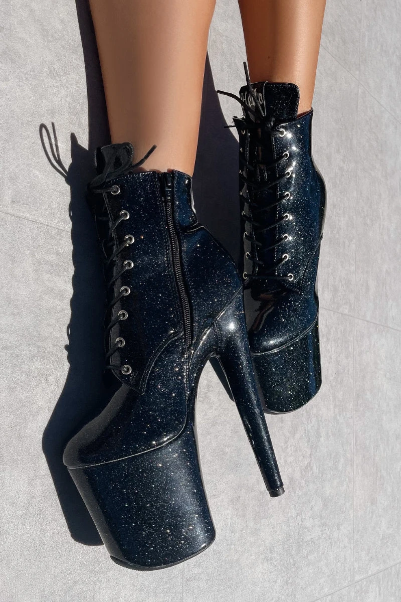 Hella Heels The Glitterati 8inch Ankle Boots - Sin City - Image 3