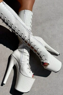 Hella Heels Ghosted Open Toe Knee High Boots - 8inch