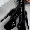 Hella Heels LipKit 8inch Boots - Black Beatles