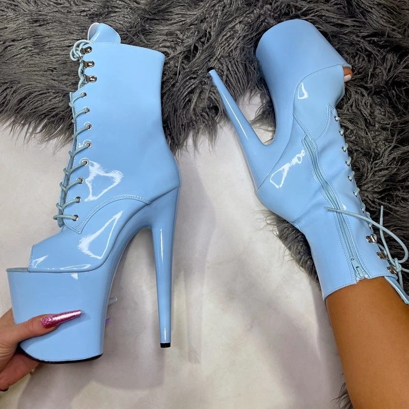 Hella Heels LipKit Open Toe 8inch Boots - Sky High - Image 3