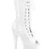 Pleaser USA Flamingo-1051 8inch Peep Toe Pleaser Boots - Patent White