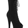 Pleaser USA Flamingo-1051FS Faux Suede 8inch Peep Toe Pleaser Boots - Black