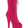 Pleaser USA Flamingo-1051FS Faux Suede 8inch Peep Toe Pleaser Boots - Hot Pink