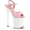 Pleaser USA Flamingo-809 8inch Pleasers - Patent Baby Pink/White