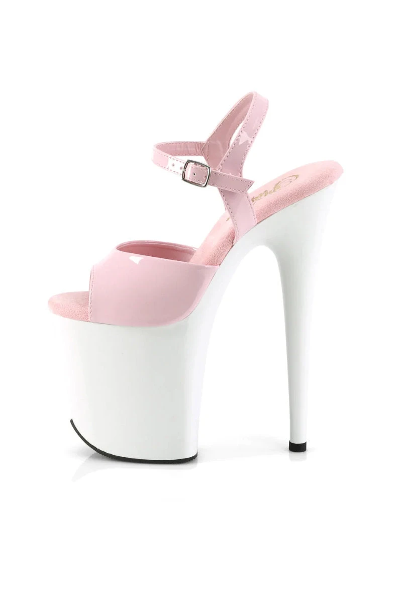 Pleaser USA Flamingo-809 8inch Pleasers - Patent Baby Pink/White - Image 2