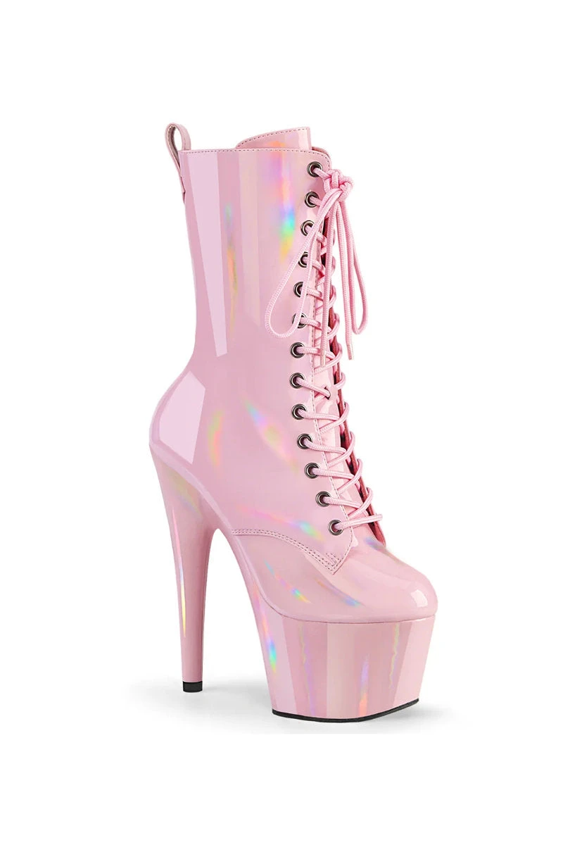 Pleaser USA Adore-1040WR 7inch Pleaser Boots - Holographic Baby Pink